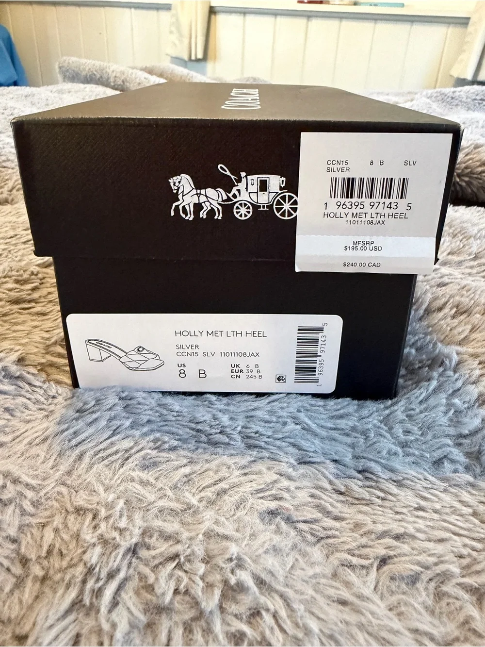 Coach Silver Quilted Block Heel Mule Sandals- BRAND NEW! Never worn!